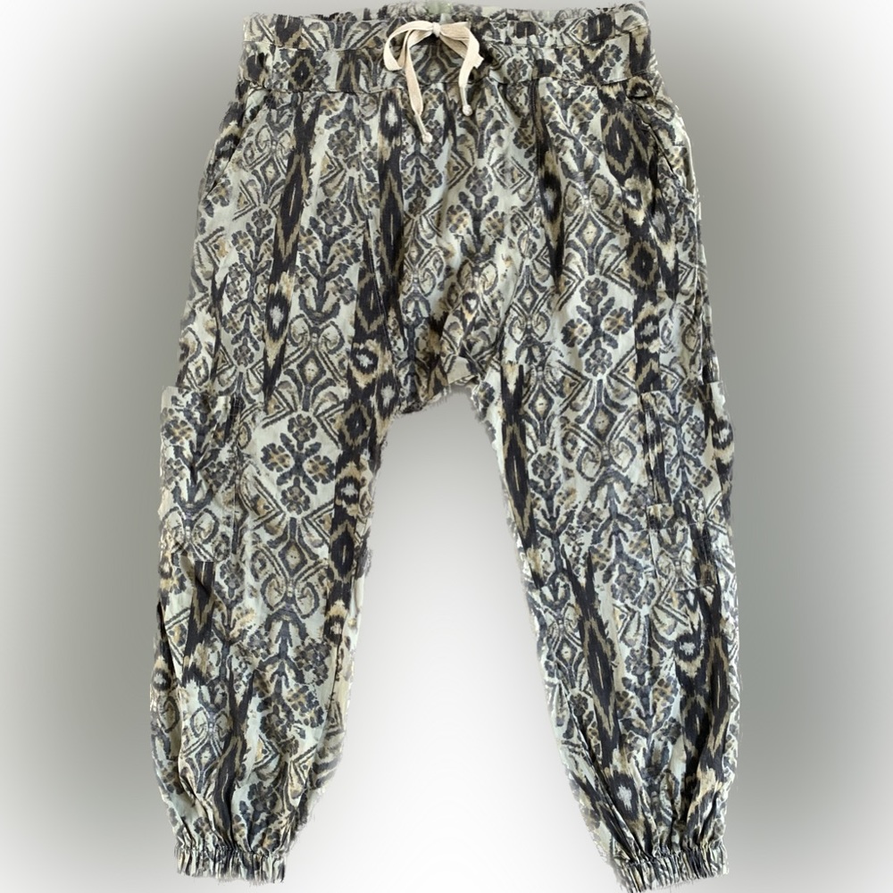 Free People movement green patterned lyocell gauze harem cargo pants